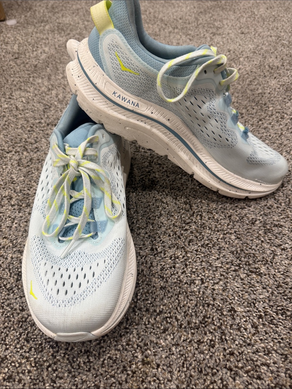 Hoka One One Kawana Women's Pale Blue and Lime Athletic Shoes